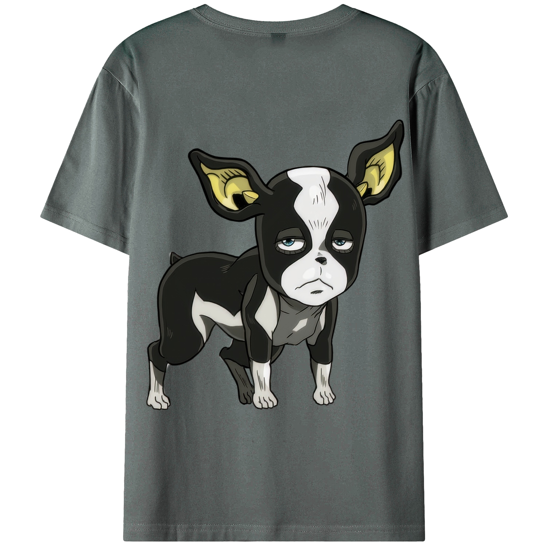 （画像用） ジョジョの奇妙な冒険 イギー JoJo's Bizarre Adventure Iggy 綿100％ メンズ半袖Tシャツ（バックプリント） 通気性